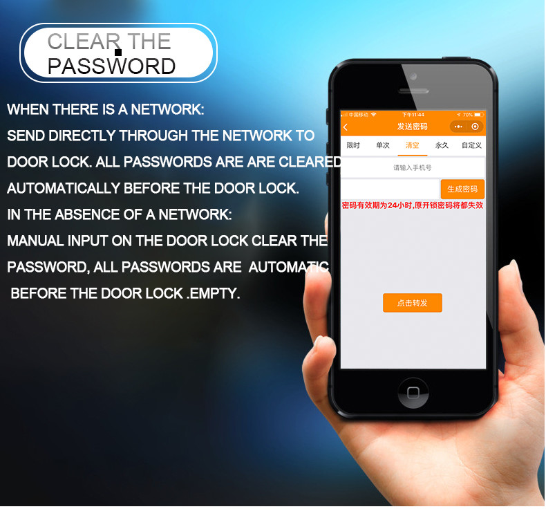 WIFI Security Wireless Remote Door Lock Wechat With Mini Program Code Card