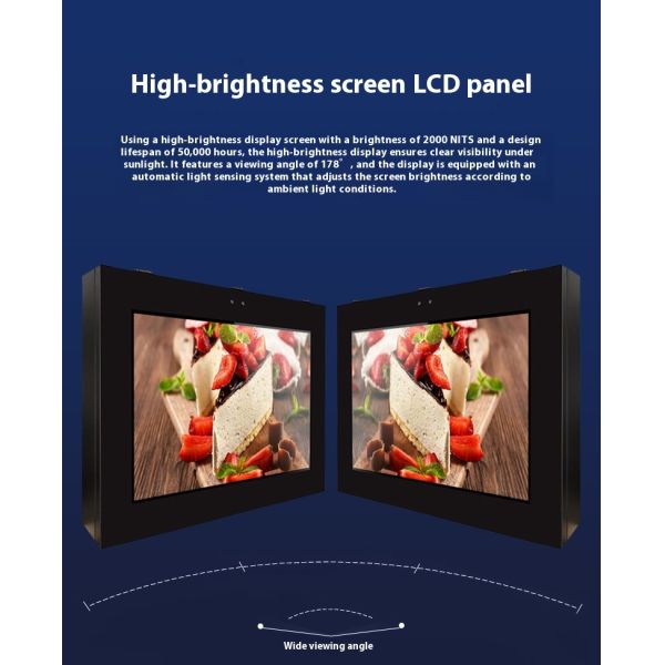 High Brightness Waterproof Lightning-Proof Outdoor Wall-Mounted Advertising Machine Sunscreen LCD Display for Outdoor Ads