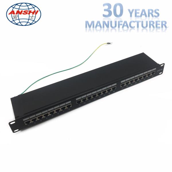 Quality CAT6 STP Shielded Patch Panel 1U 19 Inch 24 Port IDC PCB Type For Networking for sale