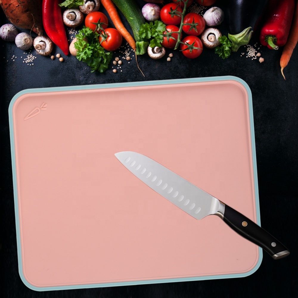 Custom Colored PP Chopping Blocks With Tray Index Plastic Cutting Board Set Large Size