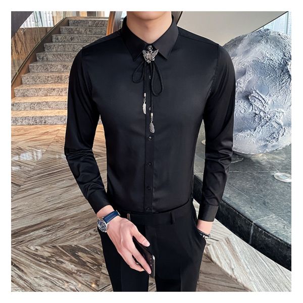 5000 Men's Formal Shirts in Casual Slim Cotton Long-Sleeved Design for Customization