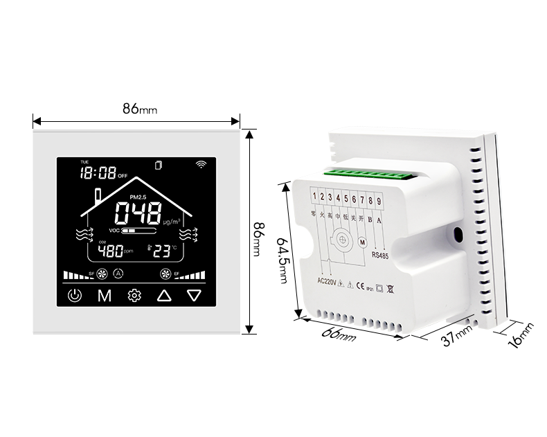 Adjustable Fan Speed Digital Ventilation Controller Wall Mounted Fresh Air Control Panel
