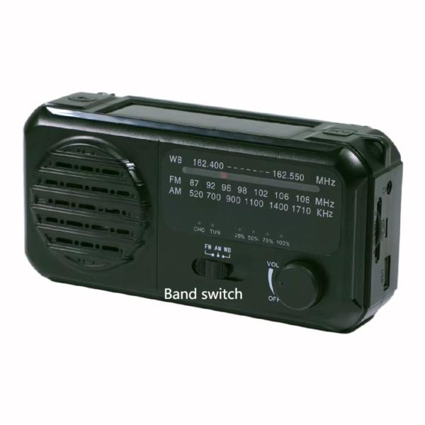 Quality Portable 3 Band Radio 400g Multi Function Solar Battery Powered Hand Crank Radio for sale