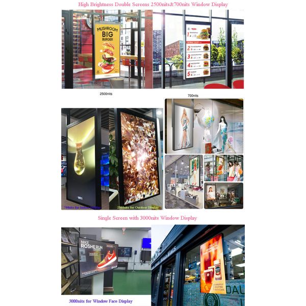 High Brightness Double Side 49inch LCD Window Display For Commercial