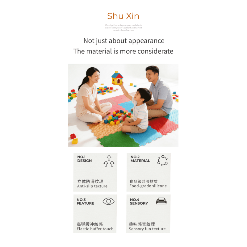 Close-up view of BPA-free silicone sensory mat texture and construction