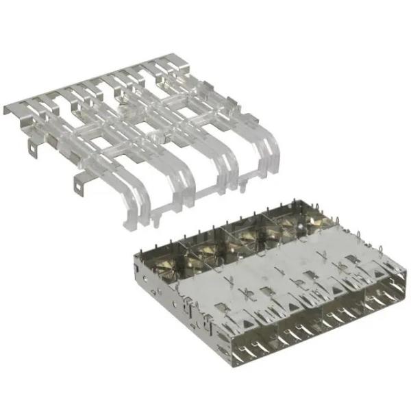 Quality 1761008-3 Position SFP Cage Ganged 1 x 4 Port Connector Dual Square With Lightpipe for sale