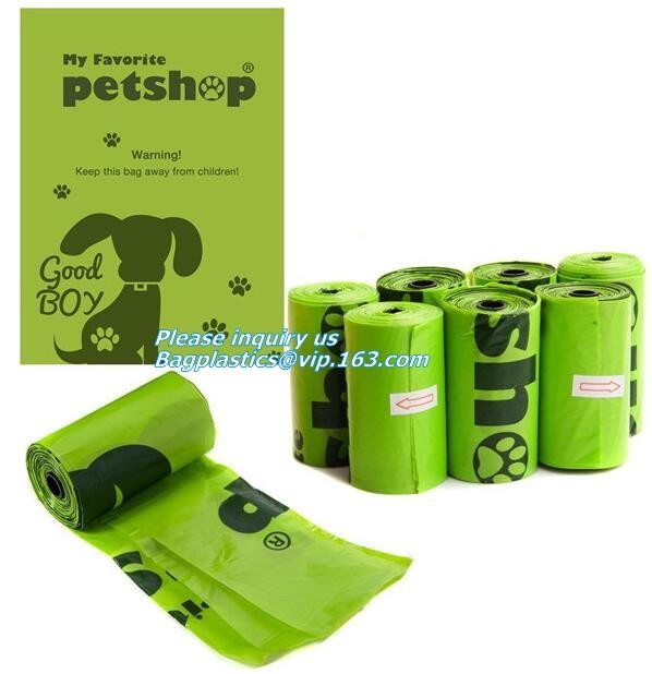 Disposable PE dog poop bag with printing, Pet Compostable disposable biodegradable plastic garbage bag