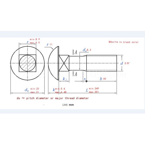 Customized Mushroom Head Square Neck Carriage Bolt