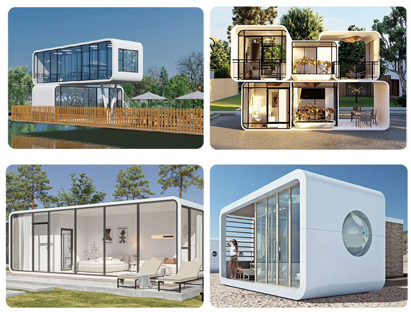 Luxury Eco Space Capsule Prefab Container Home 2 Bedroom Tiny House Office Pod Mini Apple Cabin Casa Capsula