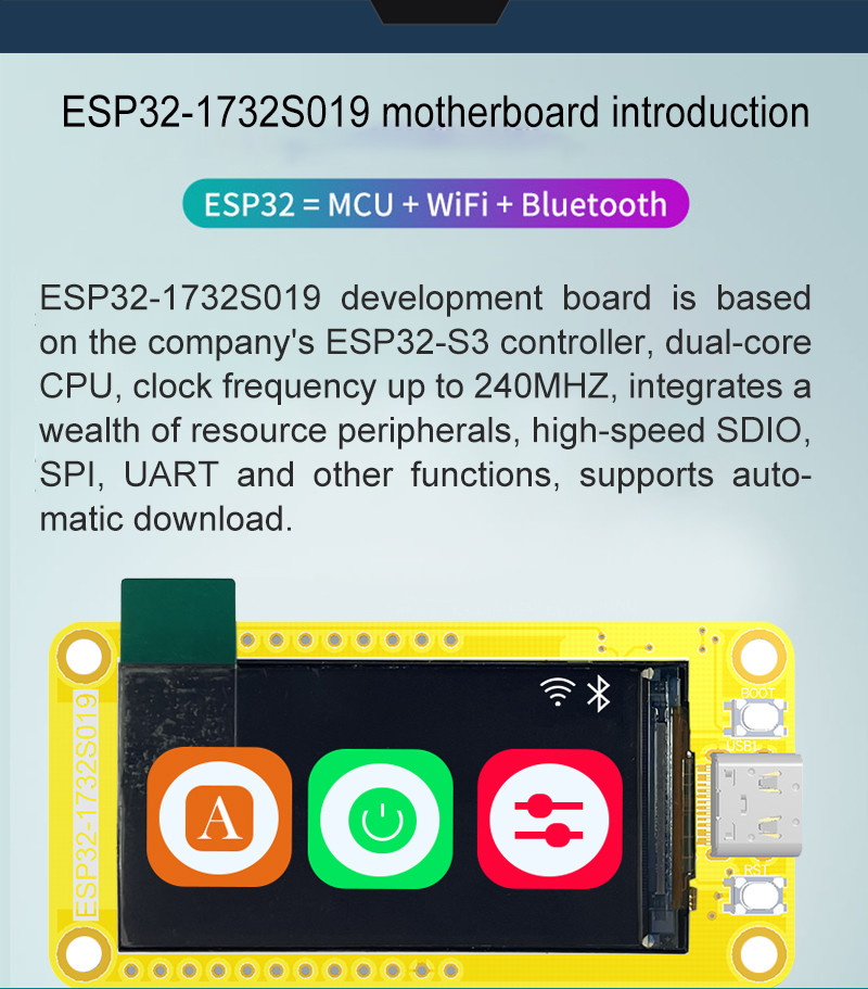 1.9 Inch ESP32 Display Module 170x320 IPS Lcd Display Module LVGL WIFI Bluetooth