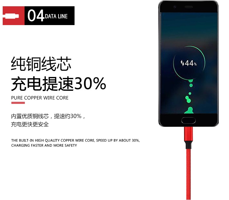 Universal USB Type C Cable , Android Data Cable Charger 3.0 With Gold Plated Connector