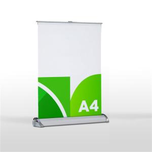 100% Aluminium Portable Retractable Mini A3 A4 Table Roll Up Banner Stand / Mini Desktop Rollup Stand Displays