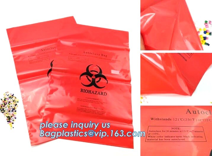 LDPE biohazard waste bin bags disposable medical autoclave bags, biohazard specimen bag plastic adhesive flat bag, bagea
