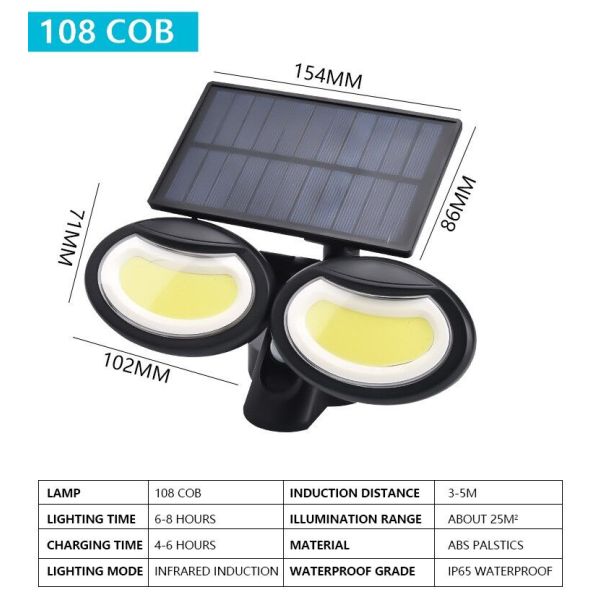 6000-6500K 20W 500LM Pir Motion Sensor Solar Security Spotlight