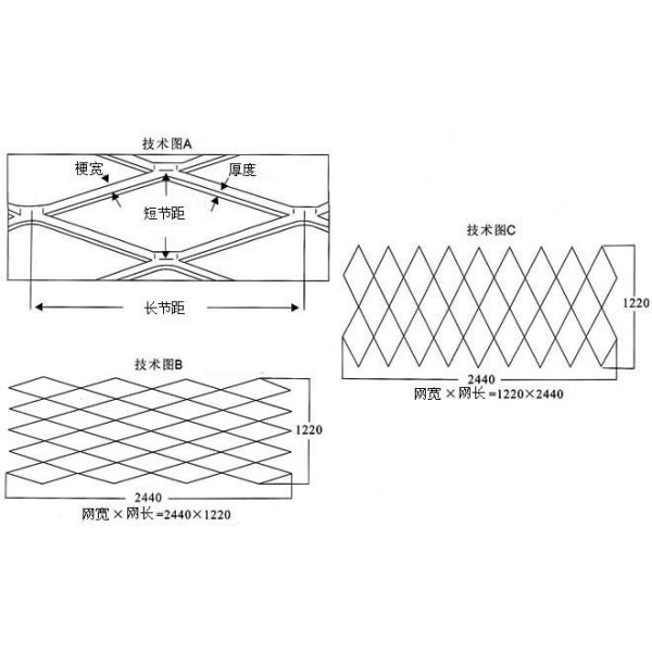 Aluminium Expanded Wire Mesh , Decorative Expanded Metal Mesh 0.3mm-8mm Thickness