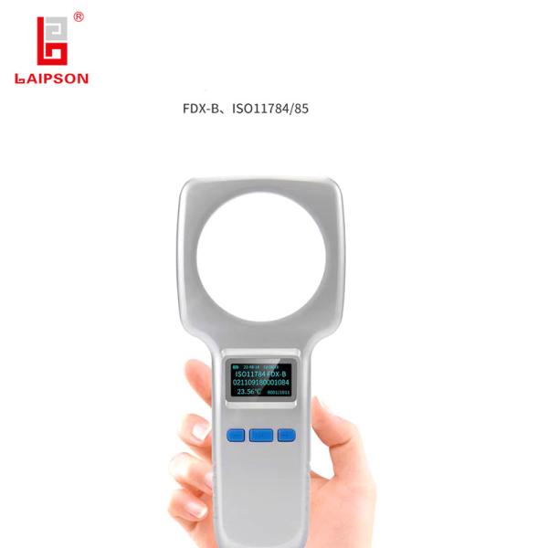 Quality LF 134.2khz FDX-B Rfid Animal Ear Tag Reader Temperature Microchip Scanner for sale