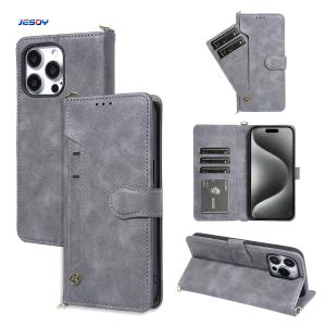 Removable Strap PU Leather Phone Case Flip Cover Wallet Card Holder For IPhone