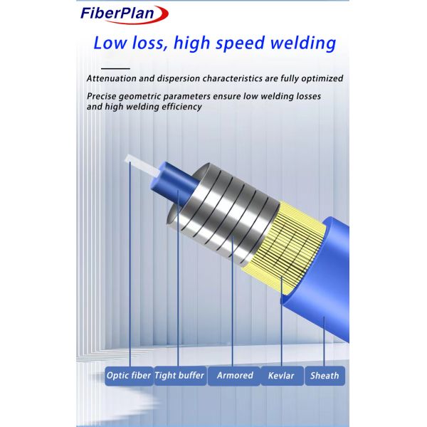 Double Sheath Spiral Steel Kevlar Strengthen Single Core Fiber Optic Cable