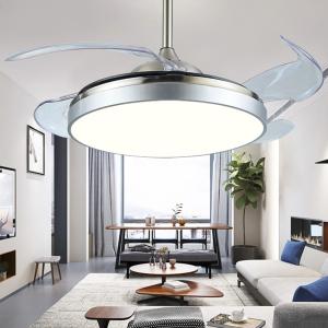 China Ceiling fan lamp remote control dimming modern invisible acrylic leaf ceiling fan lamp(WH-VLL-05) wholesale