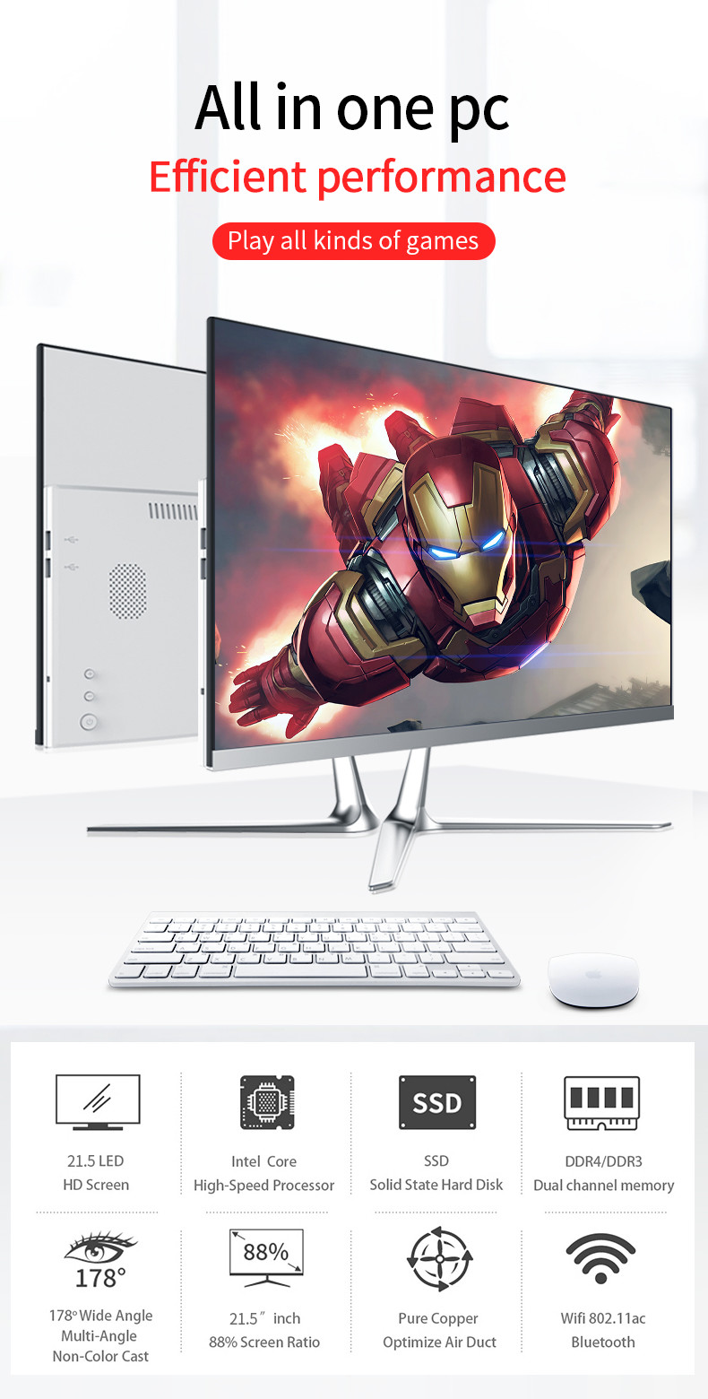 HDD500GB I5 4300 21.5 Inch All In One PC with WIFI Function