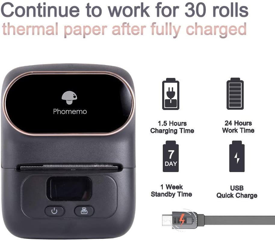 BT Thermal Label Maker Printer for Android iOS 20-45mm/s Printing Speed