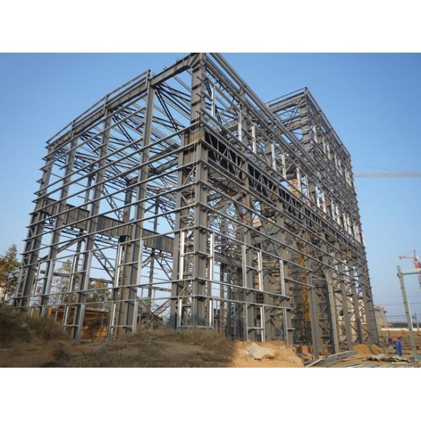 Large Span Heavy Architectural Structural Steel Portal Frame Workshop Plant With Bridge Crane