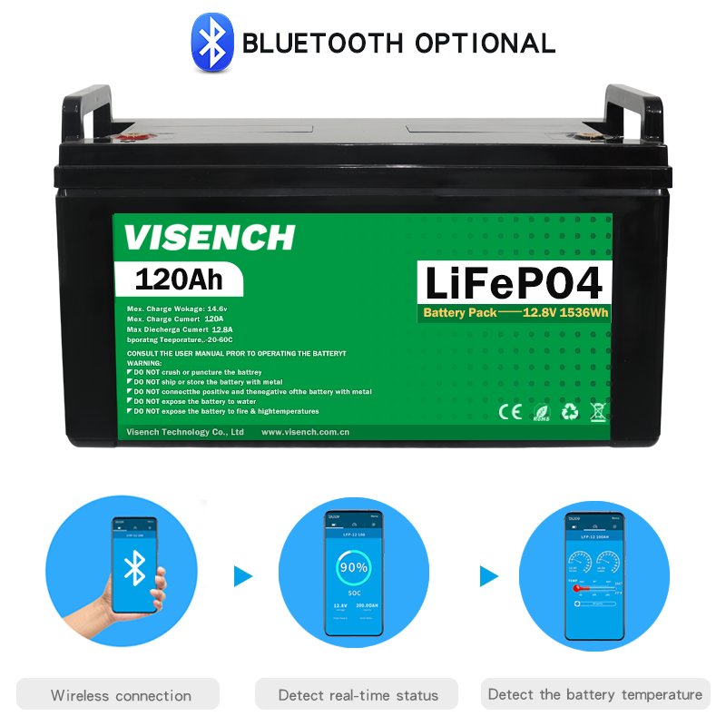 Visench Energy Storage Battery Customization 12v 120ah RV Lithium Iron Phosphate Battery 12V Lifepo4 Battery