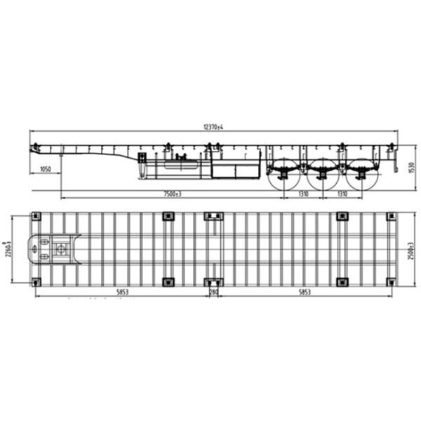 37 Ton Flatbed Tractor Trailer 20Ft Container Semi Transport