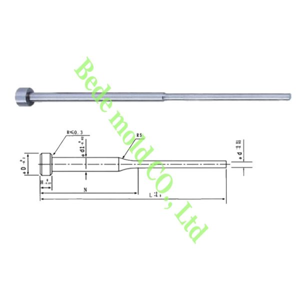 High Speed Steel Stepped Ejector Pin / SKH51 Ejector Pins Injection Molding
