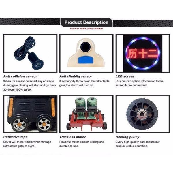 Factory School Main Gate Driveway Design Automatic Retractable Folding Collapsible Gate 3