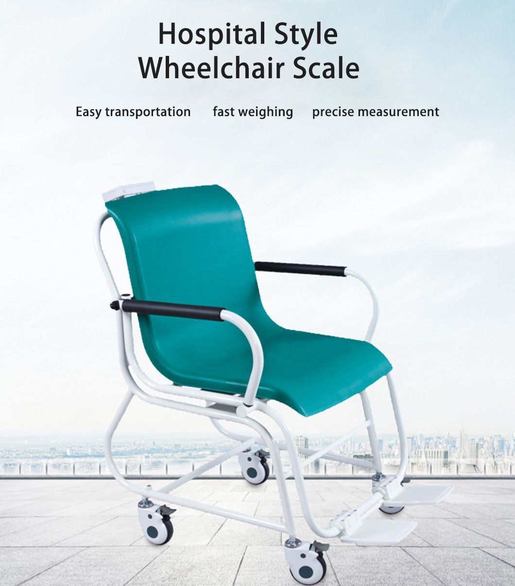 New Design Dialysis Wheelchair Scale Hospital Weighing Scales Green Electronic Wheelchair Scale with Wheel