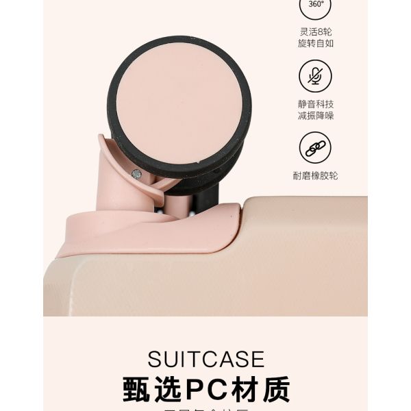 777 Pastel-Colored Suitcase with Multi-Directional Wheels Lightweight Pink Carry-On with Retractable Handle Combination Lock Travel Suitcase Trending