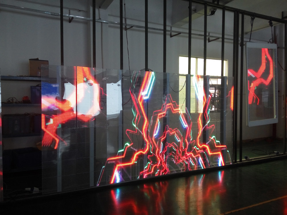 LED window display signs transparent led curtain display Shopping Windows Ads Player
