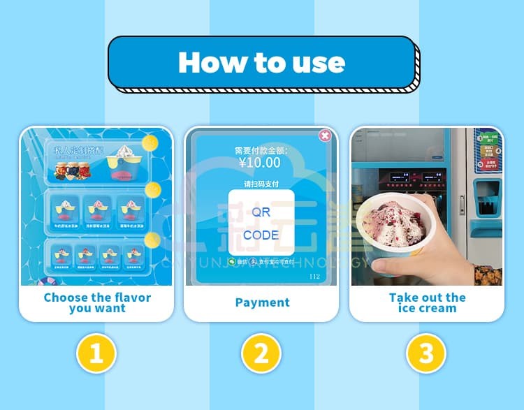 White Automatic Coin Operated Ice Cream Machine Vending With SDK Function