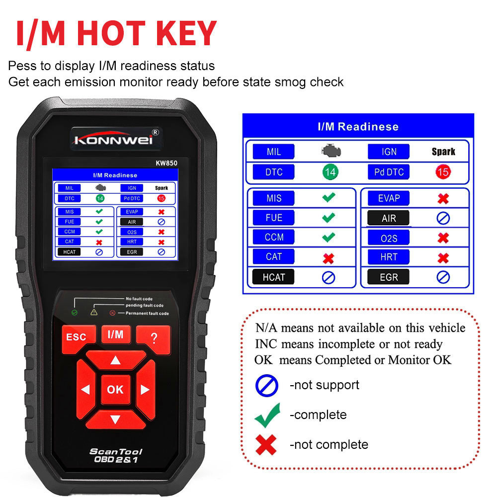 OBDII/EOBD Code Reader Auto Engine Analyzer KW850 AUTEL Foxwell NT301 NT630 NT530 NT520 NT201 LAUNCH CAN
