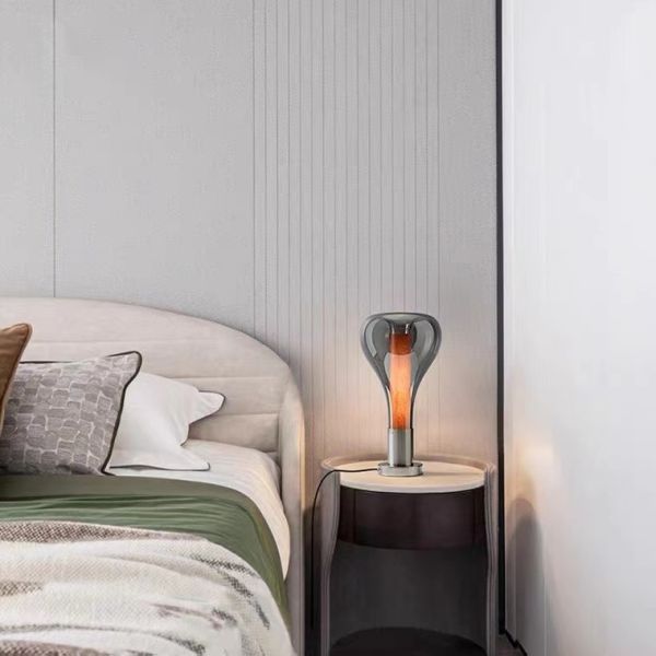 Classic Home Decor Bedroom Portable Table Lamp Amber Decor Glass Shade bedroom table lamps
