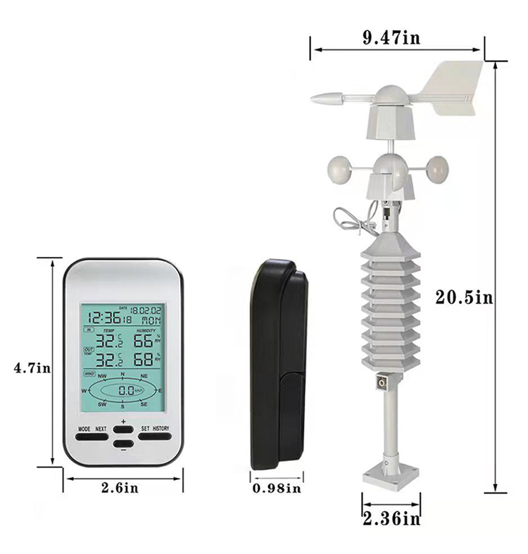 Customized Support OEM Wireless Small Wind Direction Anemometer Temperature And Humidity Meter
