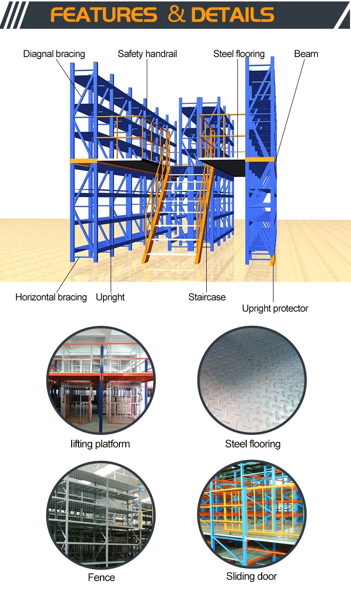 Multi Layers Shelves Mezzanine Racking System Steel Platform Flooring Customized
