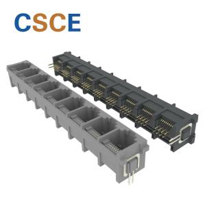 China 5225 Series Unshielded 180 Degrees 1x9 Multiple-Port RJ45 Connector 8P8C 100Base-T wholesale