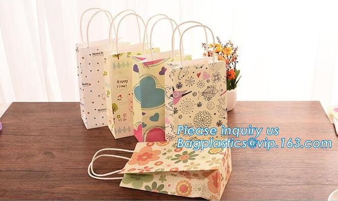 Custom paper bag with handle coated white paper bag printing pattern flower carrier bag,Flower carrier paper bags with d