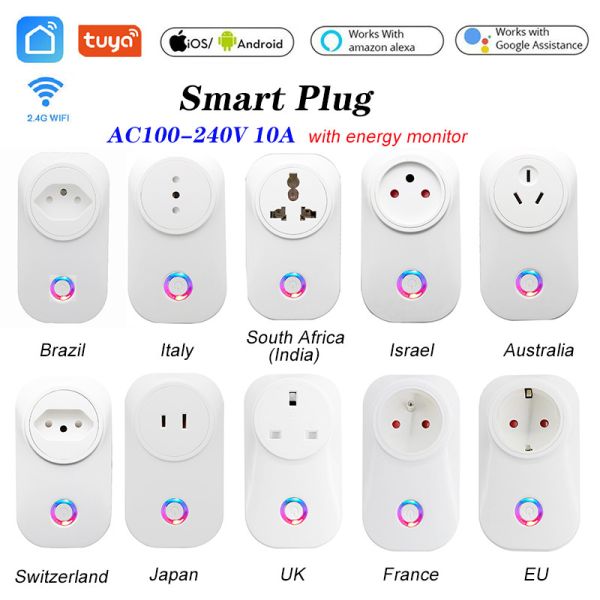 Smart WiFi Power Plug Outlet Socket with 2PCS USB Port App Control Timer Function Compatible with Amazon Alexa Google