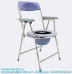 Folding Lightweight Commode Chair With Top Loading Easily Removable Chamber Pot,