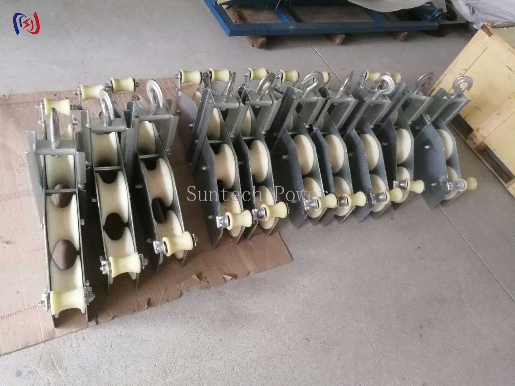 Four Sheaves Combined Fiber Optic Stringing Blocks Rope Pulley Block OPGW Quadrant Block