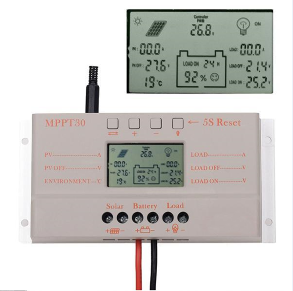12V 24V 30A MPPT Solar Controller For Solar Charger 187*97*61mm 600g ROHS