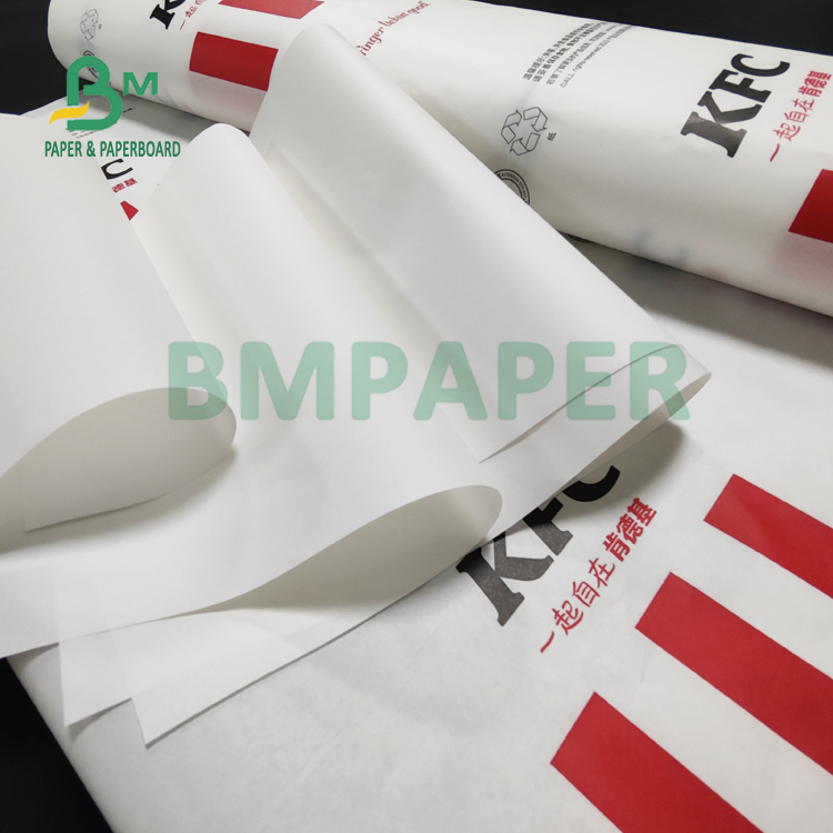 50gsm Bleached White Greaseproof Paper For KFC Wrapping Use Food Grade