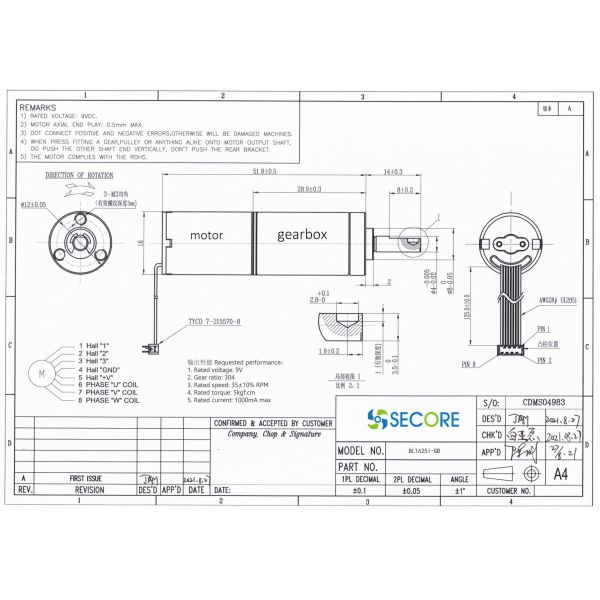 600mA Brushless Gear Motor 5G Station BLDC Coreless With Reducer