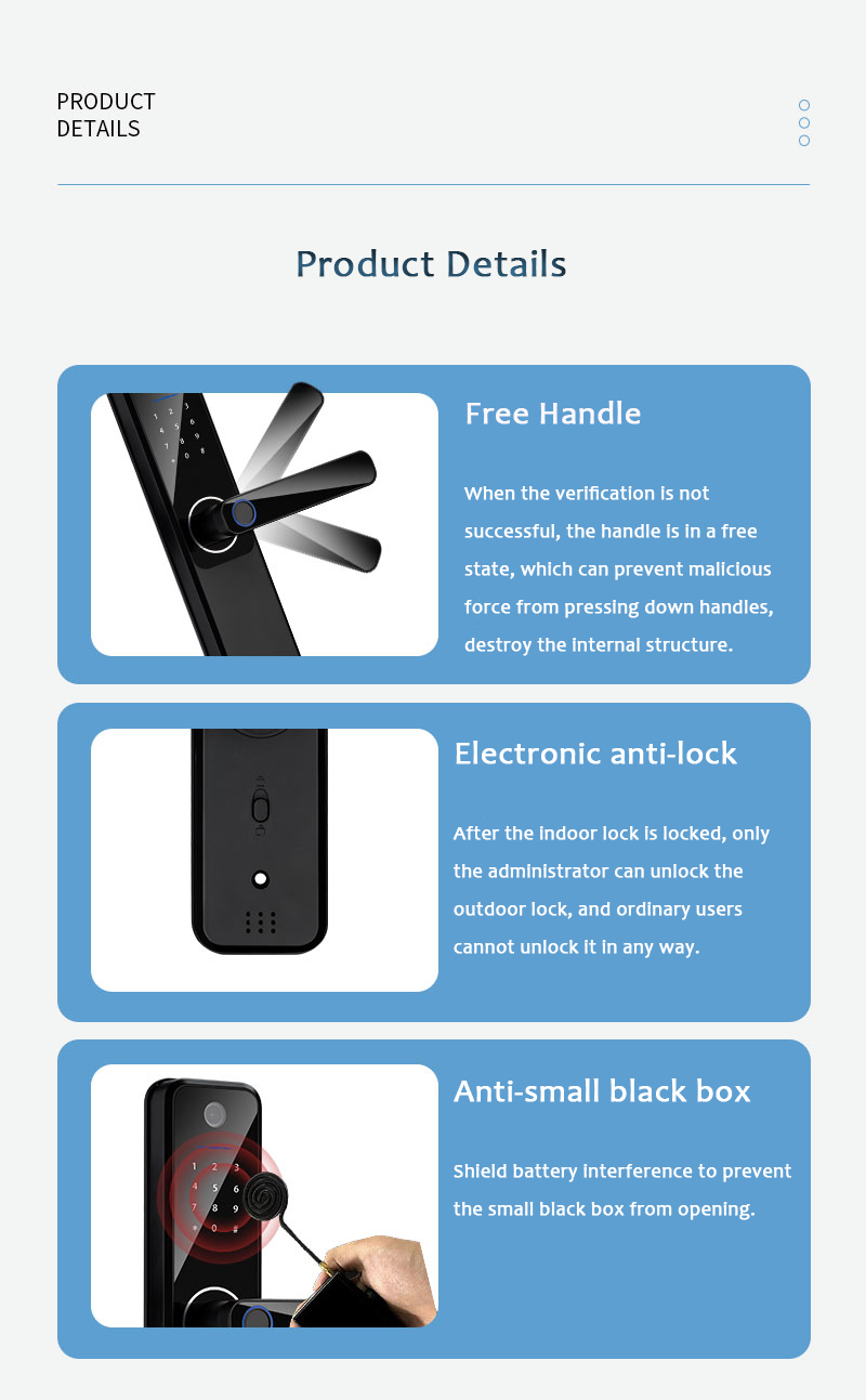 Biometric Password Smart Door Lock For 38mm-55mm Door Thickness