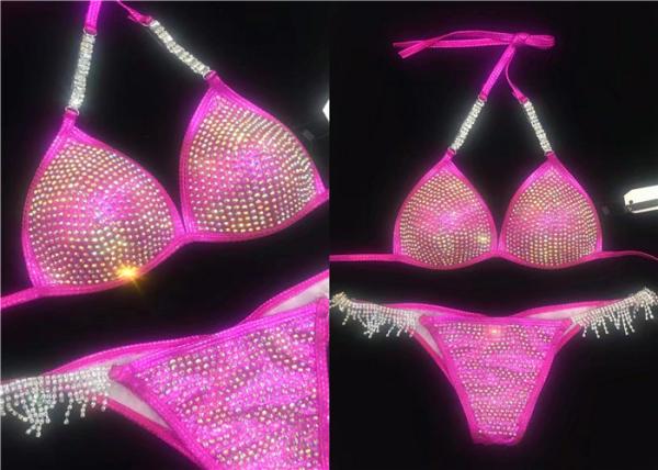 Quality World Miss Bodybuilding Bathing Suits Sparkle Rhinestones Fully Covered for sale