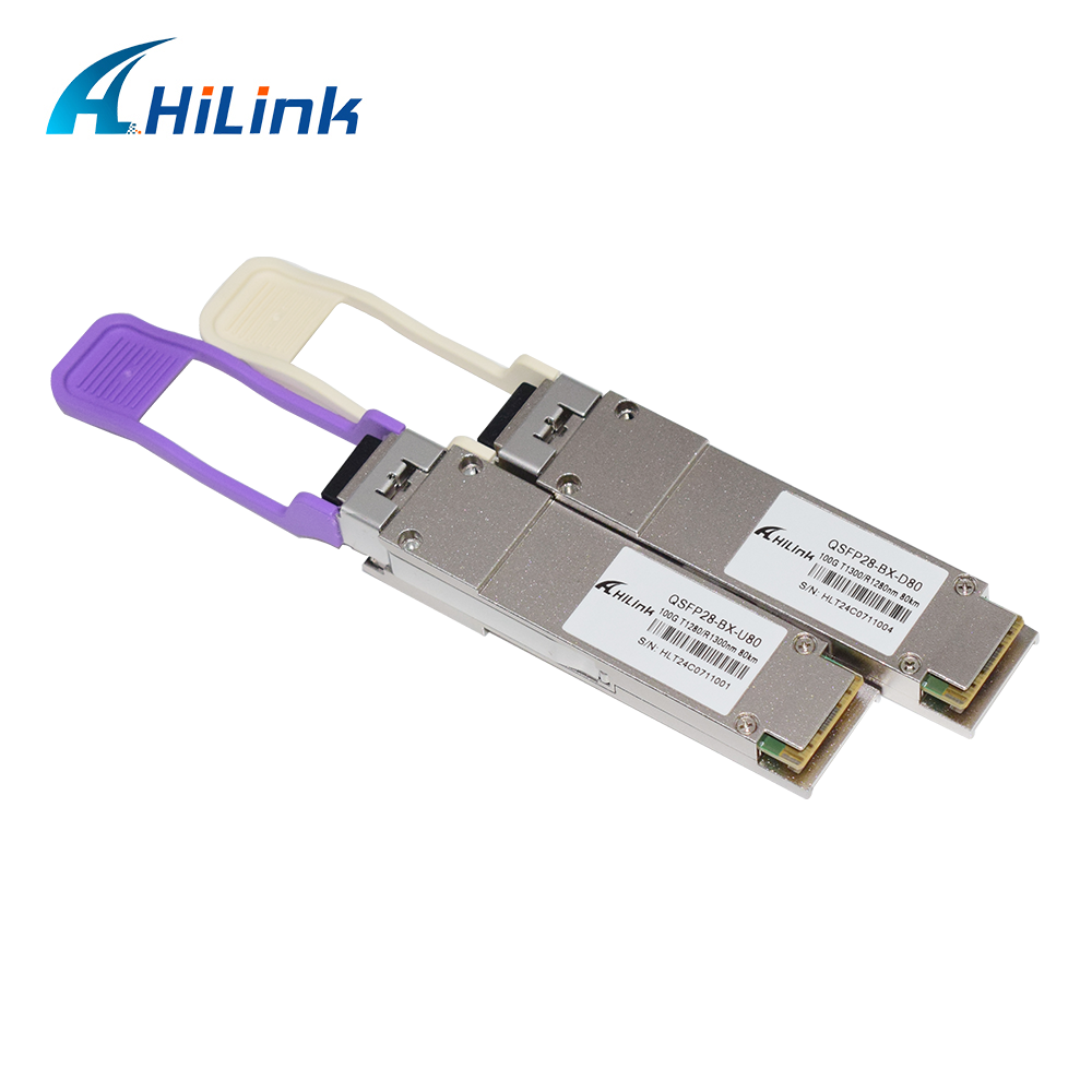 100G BIDI 80KM 1280/1300nm WDM QSFP28 80KM Optical Transceiver DOM