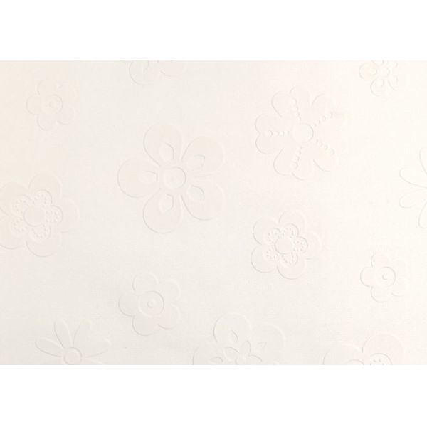 Simple Pure White Non woven Wallpaper Modern Style Flock Surface